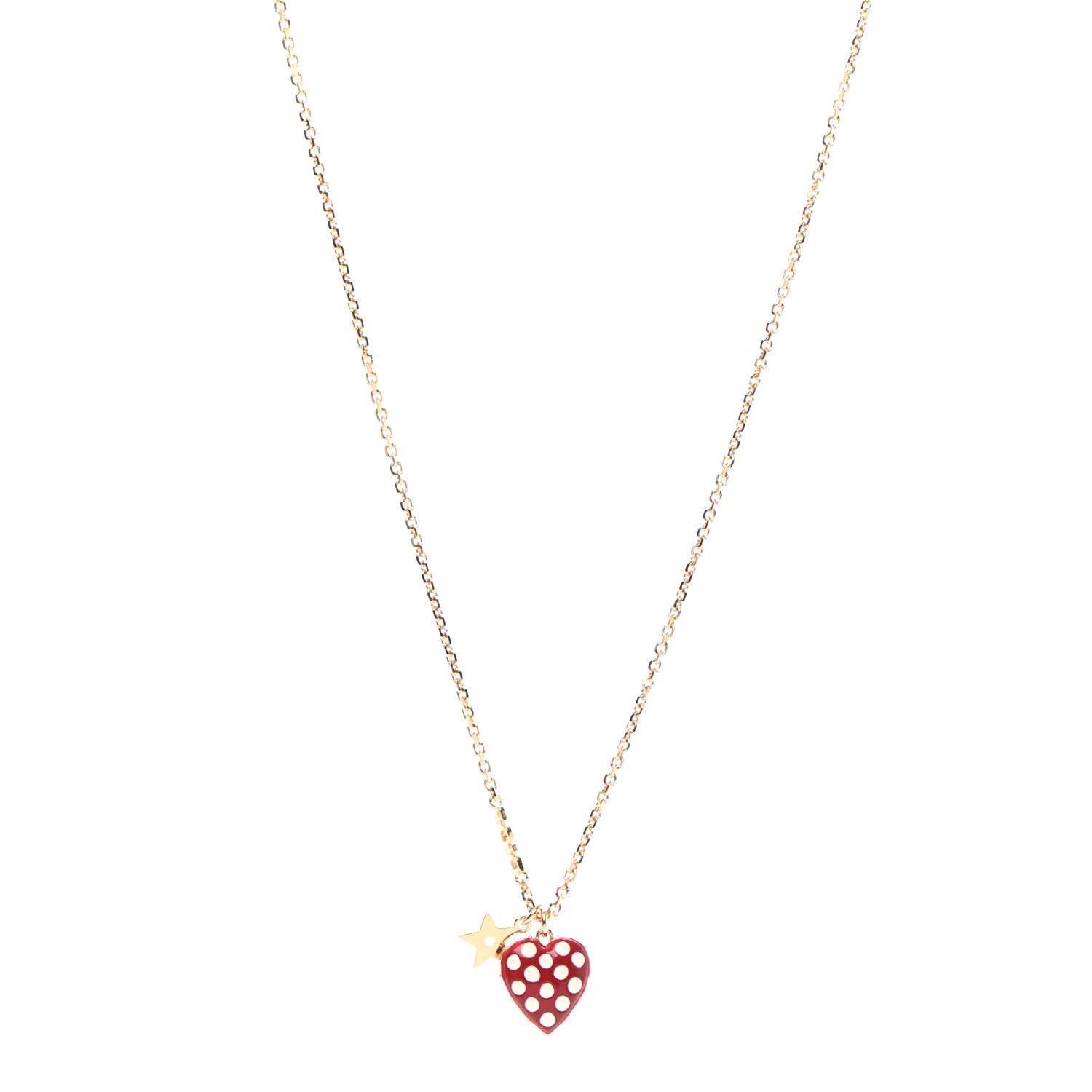 Christian Dior Metal Dioramour Necklace Gold Red 1 of 5