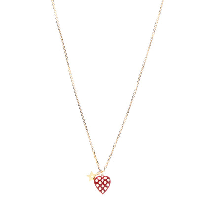 Christian Dior Metal Dioramour Necklace Gold Red 1 of 5