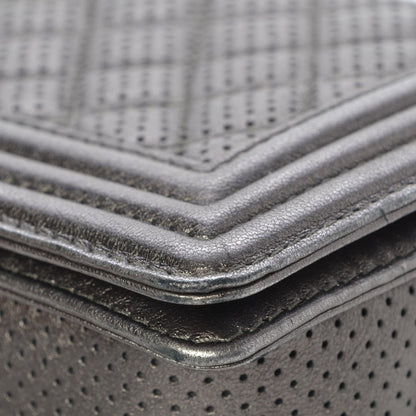 Chanel Metallic Lambskin Perforated Medium Boy Flap Dark Silver 9 of 9