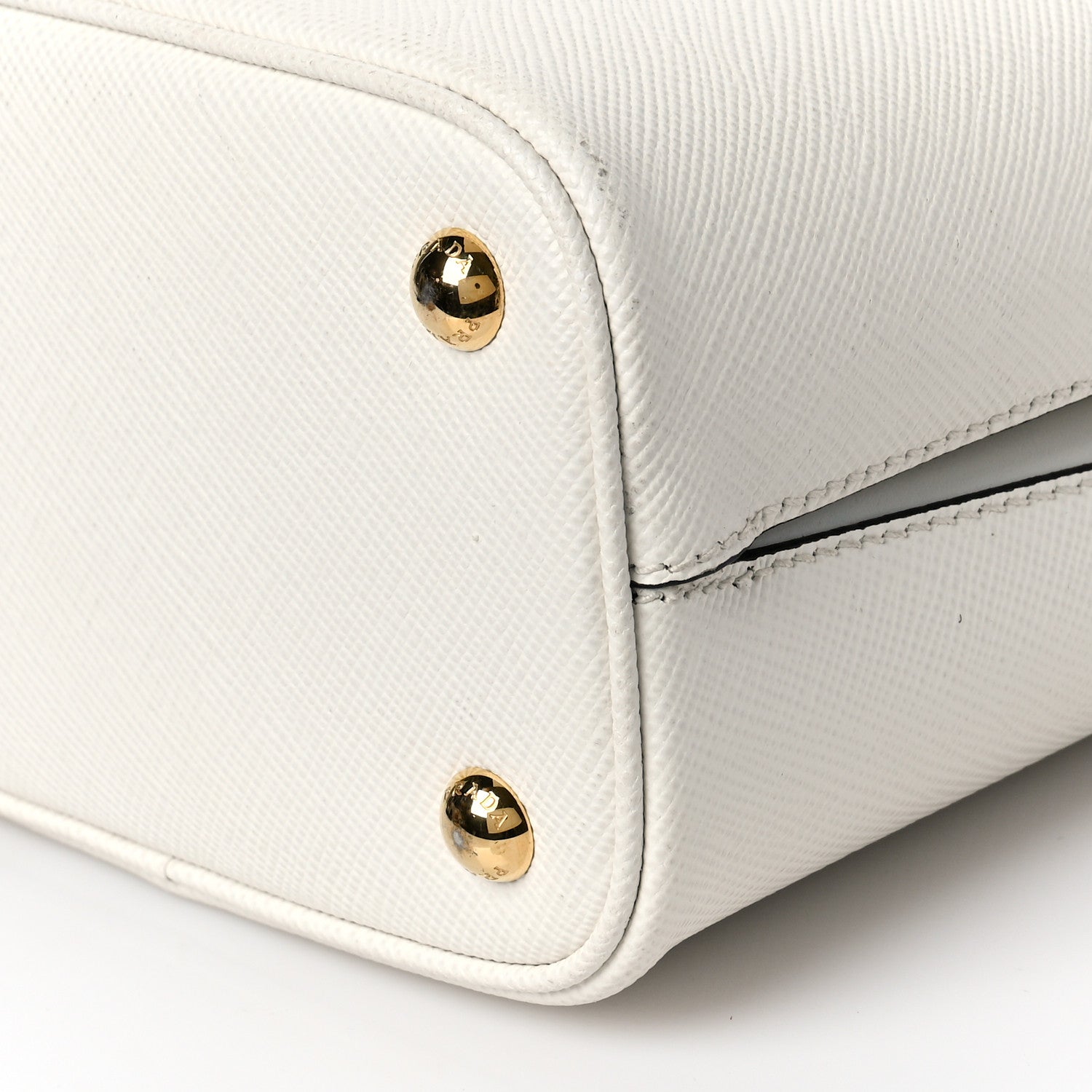 Prada Saffiano Cuir Calfskin Small Panier Bucket Bag White Black 8 of 9