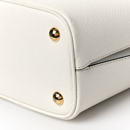 Prada Saffiano Cuir Calfskin Small Panier Bucket Bag White Black 8 of 9