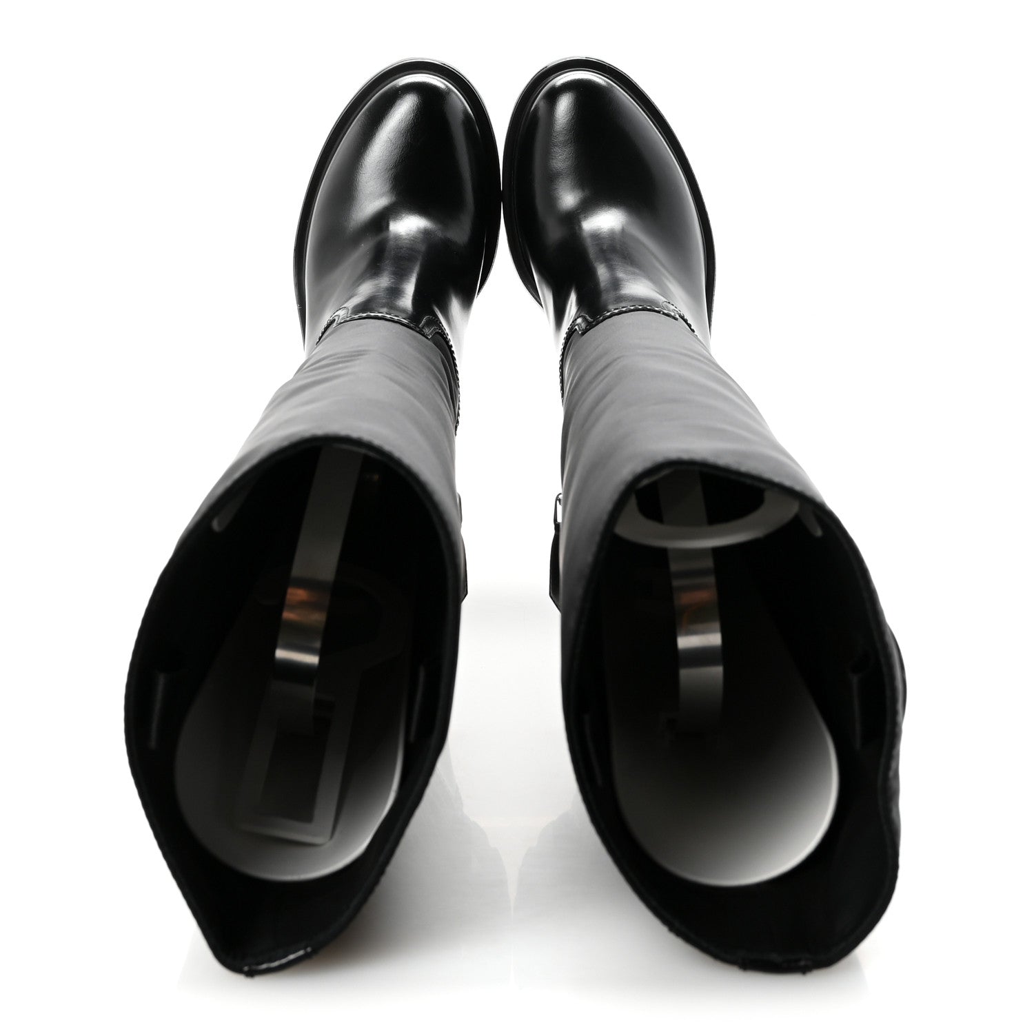 Prada Spazzolato Re-Nylon Metal Triangle Logo 90mm Tall Boots 36 Black 2 of 10