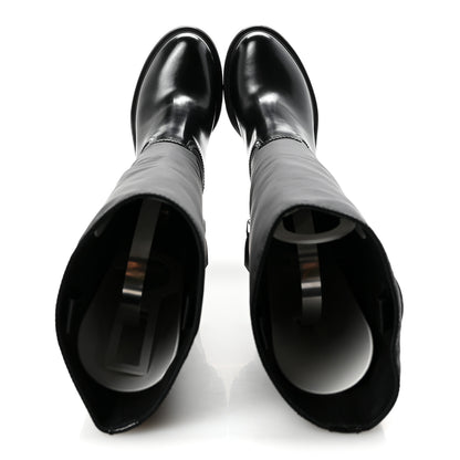 Prada Spazzolato Re-Nylon Metal Triangle Logo 90mm Tall Boots 36 Black 2 of 10