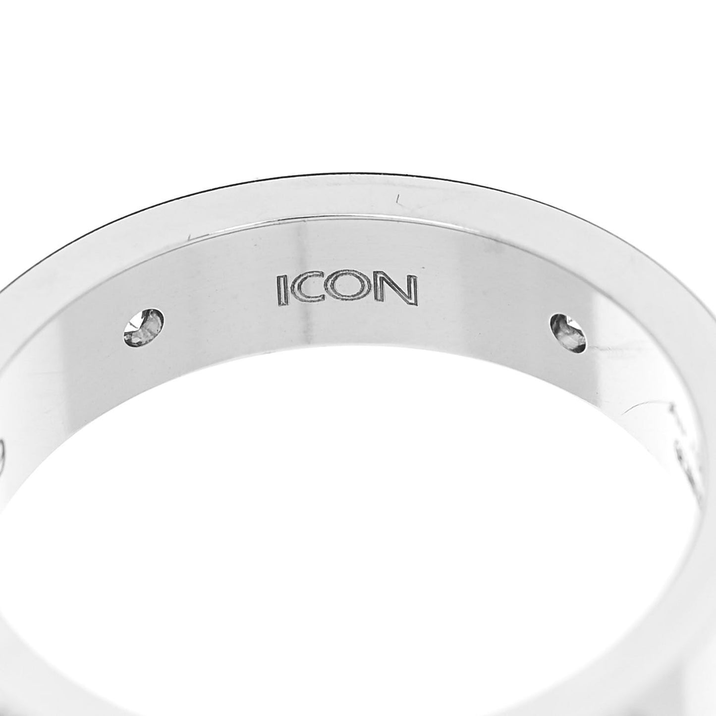 18K White Gold Diamond Icon Band Ring 49 4.75