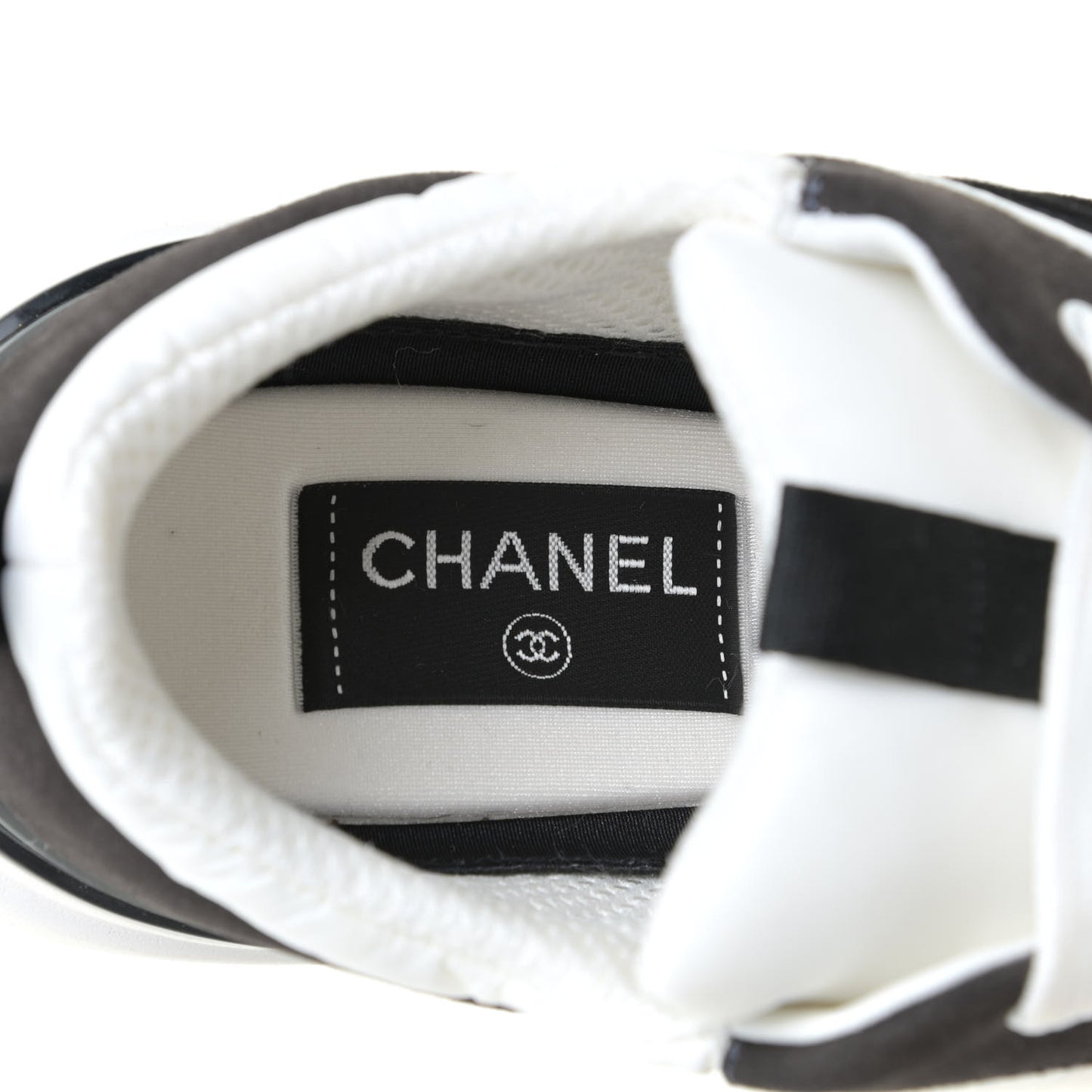 Nylon Calfskin Suede Womens CC Sneakers 39.5 White Black