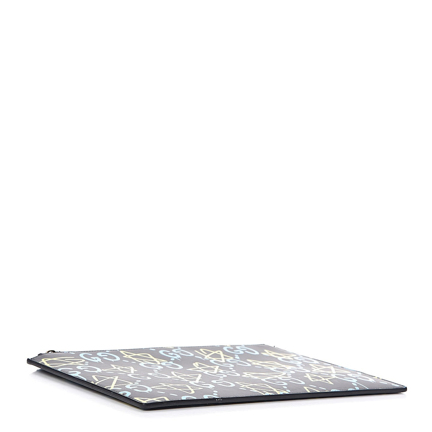 Calfskin GucciGhost Zip Pouch Black New Acquamarine