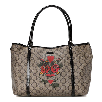 Gucci GG Plus Monogram Tattoo Heart Medium Joy Tote Dark Brown 1 of 6