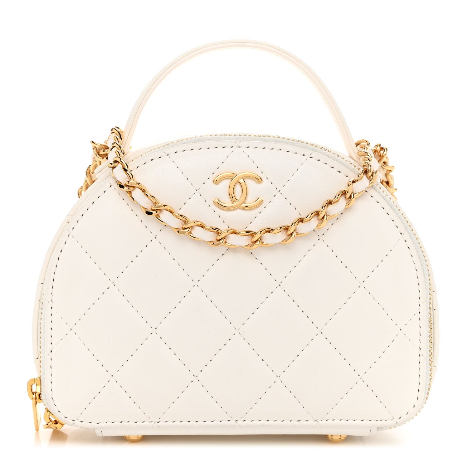 Chanel Lambskin Quilted Small Chic Riviera Top Handle Vanity Case White 1 of 11