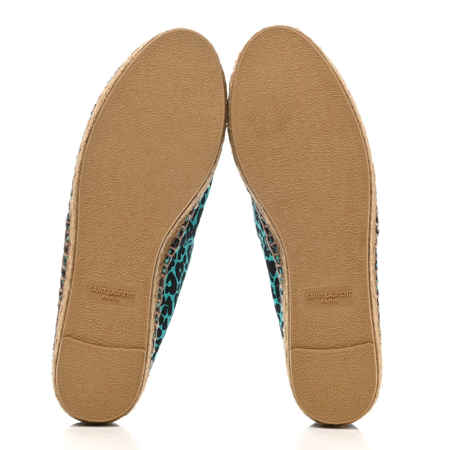 Saint Laurent Canvas Leopard Print Espadrilles 36 Aqua Black 5 of 9
