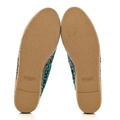 Saint Laurent Canvas Leopard Print Espadrilles 36 Aqua Black 5 of 9