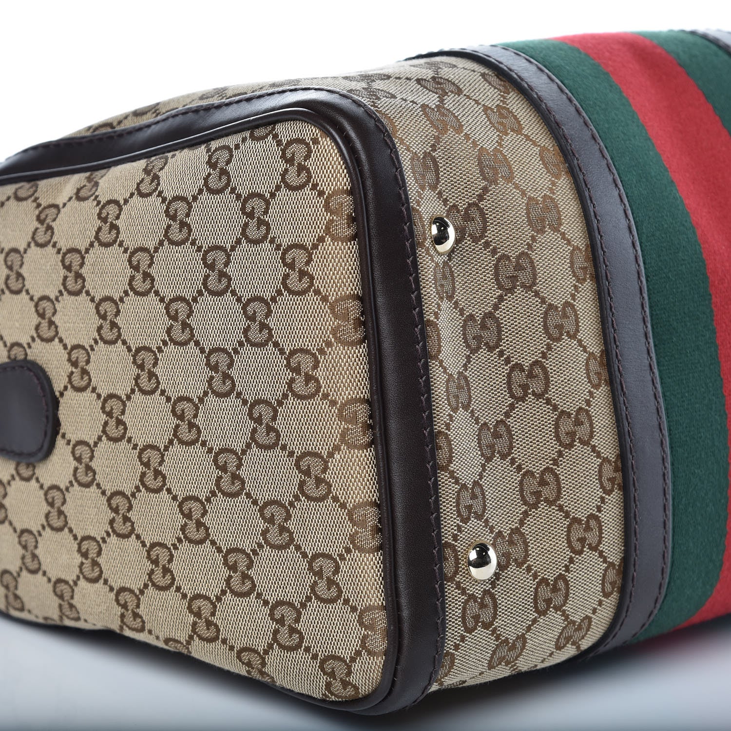 Gucci Monogram Vintage Web Medium Boston Dark Brown 6 of 12