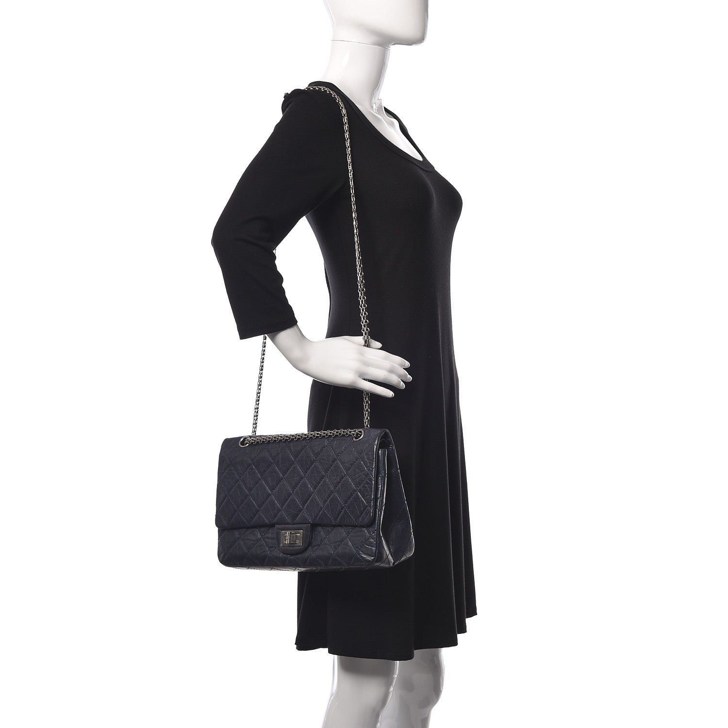 Chanel Aged Calfskin Quilted 2.55 Reissue 227 Flap Navy Blue 2 of 13