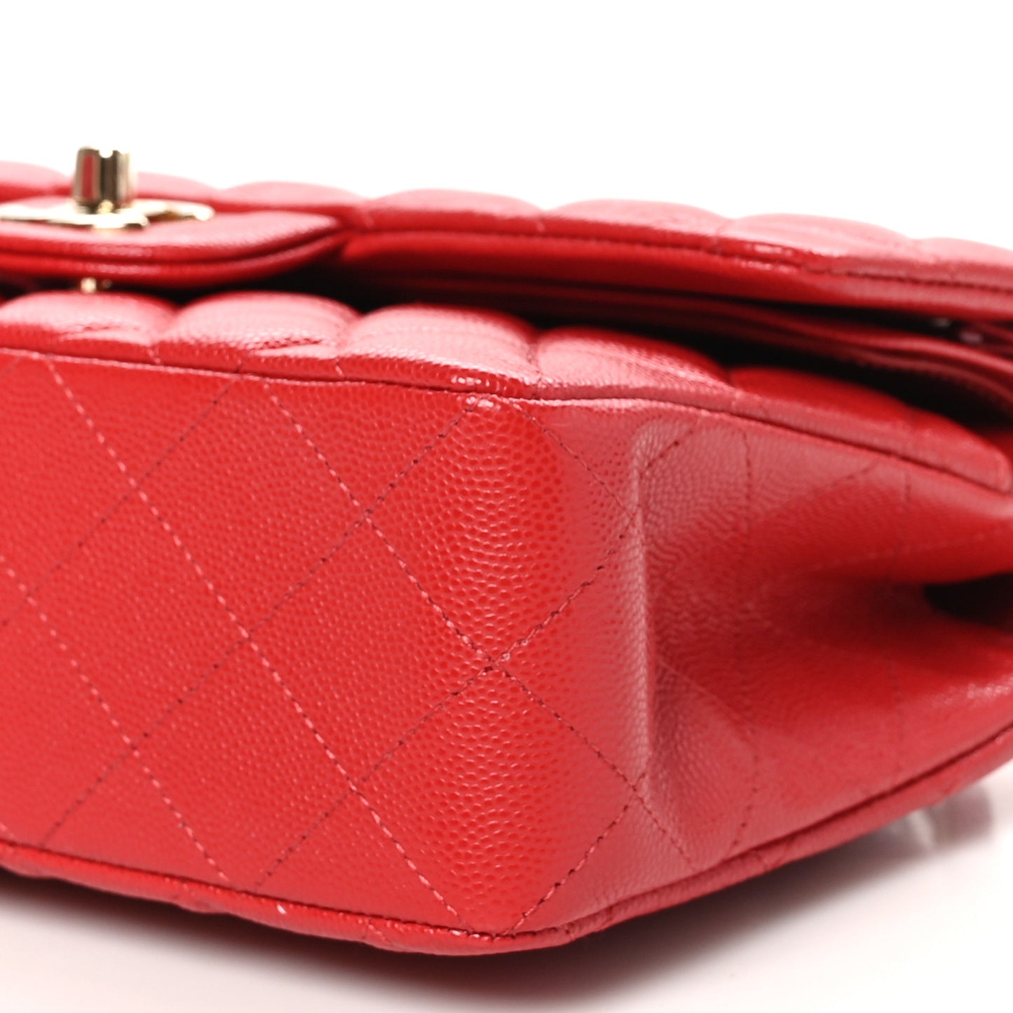 Caviar Quilted Small Double Flap Red
