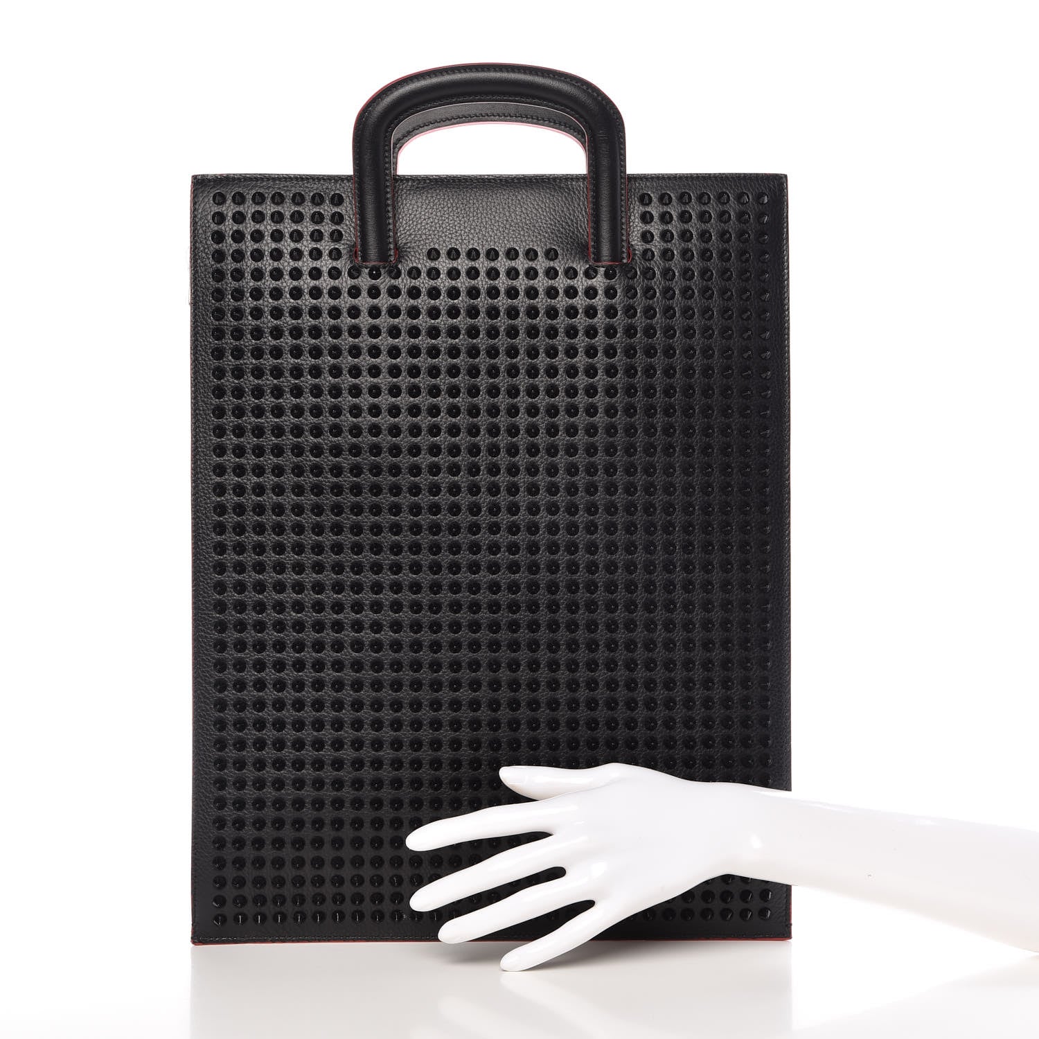 Christian Louboutin Calfskin Spiked Large Trictrac Portfolio Bag Black 2 of 12