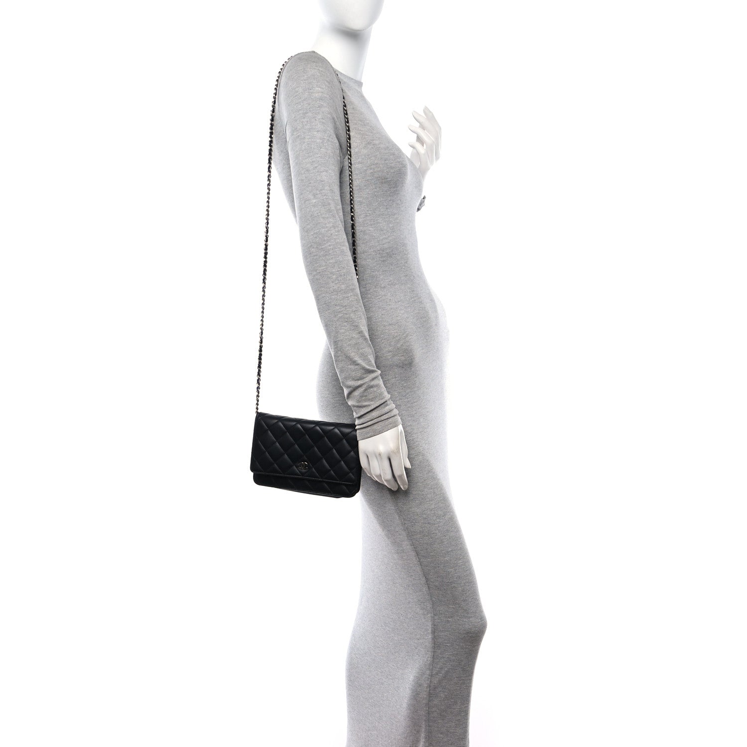 Chanel Lambskin Quilted Wallet On Chain WOC Black 3 of 13