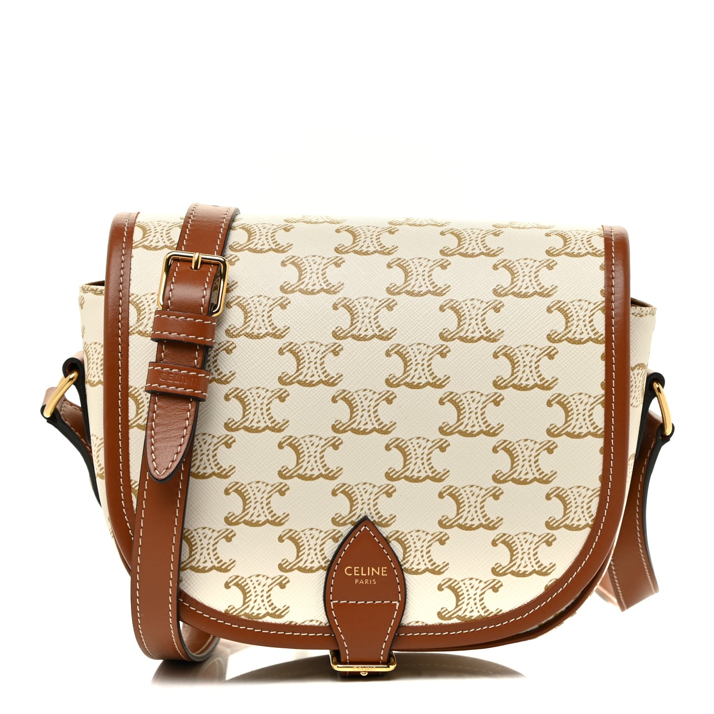 Triomphe Canvas Medium Folco Bag White