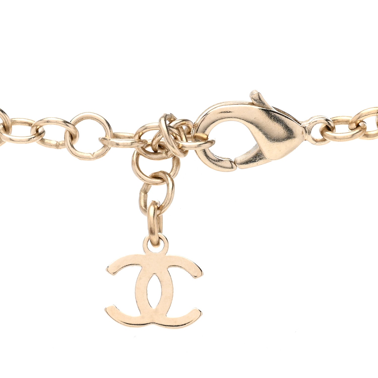 Chanel Metal Crystal Logo Choker Necklace Gold 5 of 6