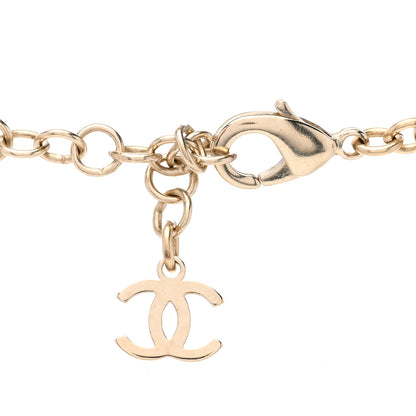 Chanel Metal Crystal Logo Choker Necklace Gold 5 of 6