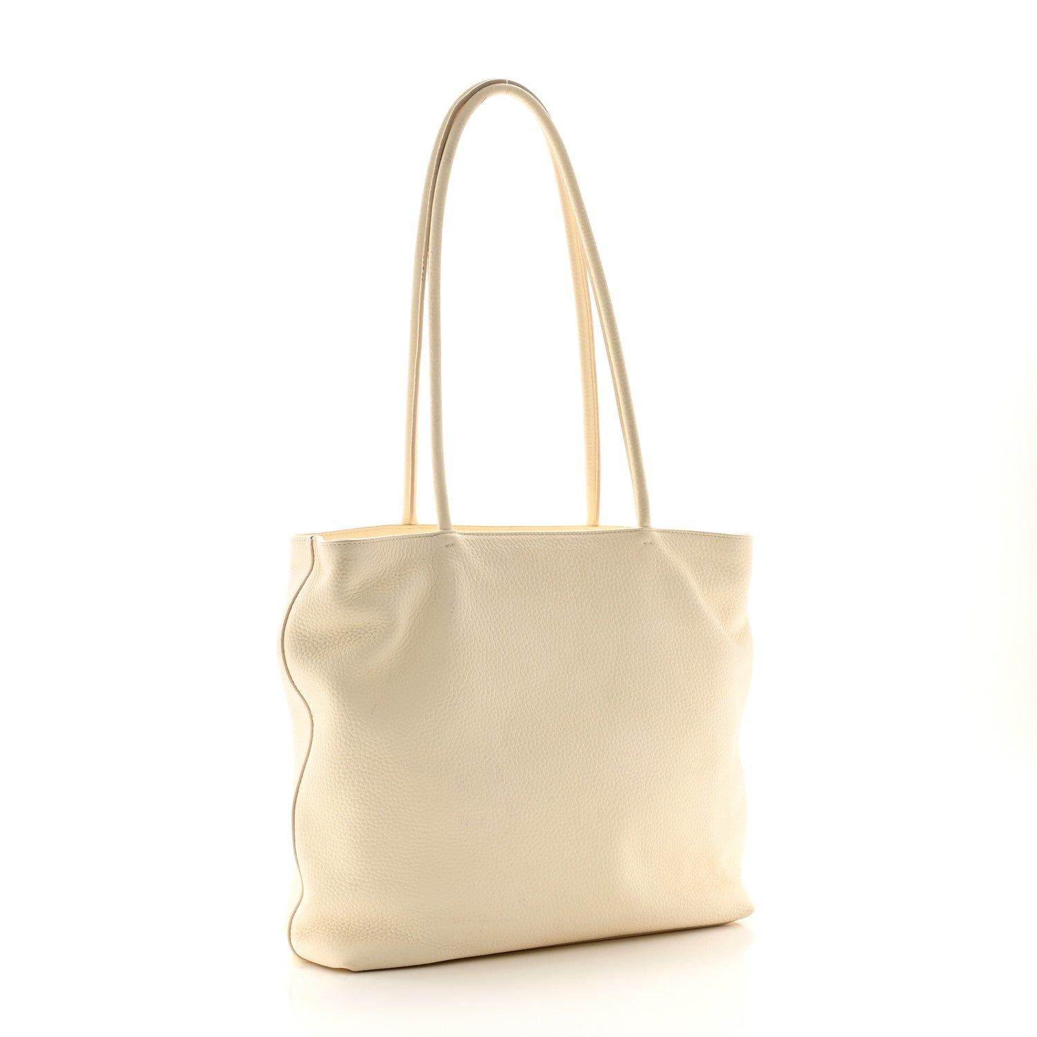 The Row Grained Calfskin Medium Portfolio Tote Ivory 3 of 12