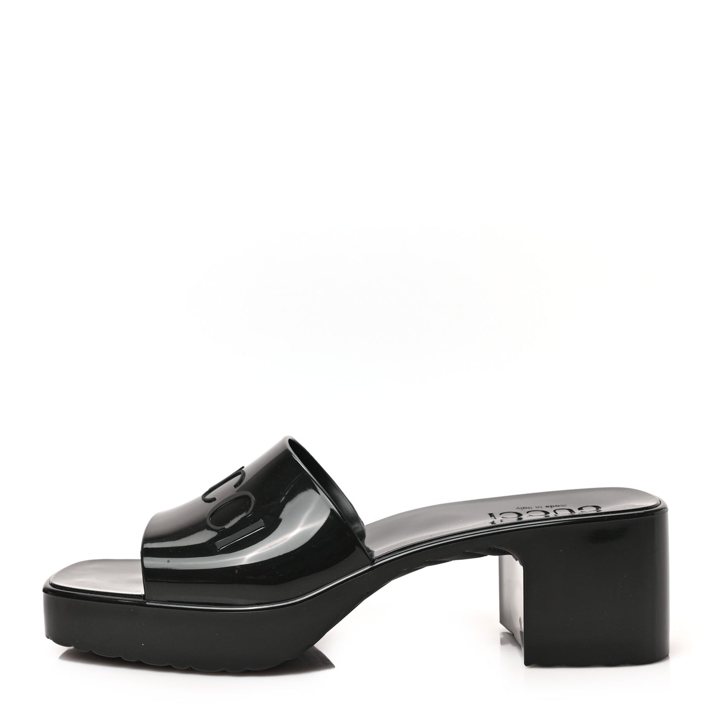 Rubber Gucci Logo Womens Platform 20/60mm Slide Sandals 37 Black