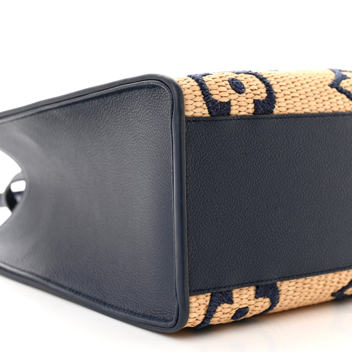 Louis Vuitton Raffia Calfskin Monogram Giant Onthego MM Blue 9 of 10