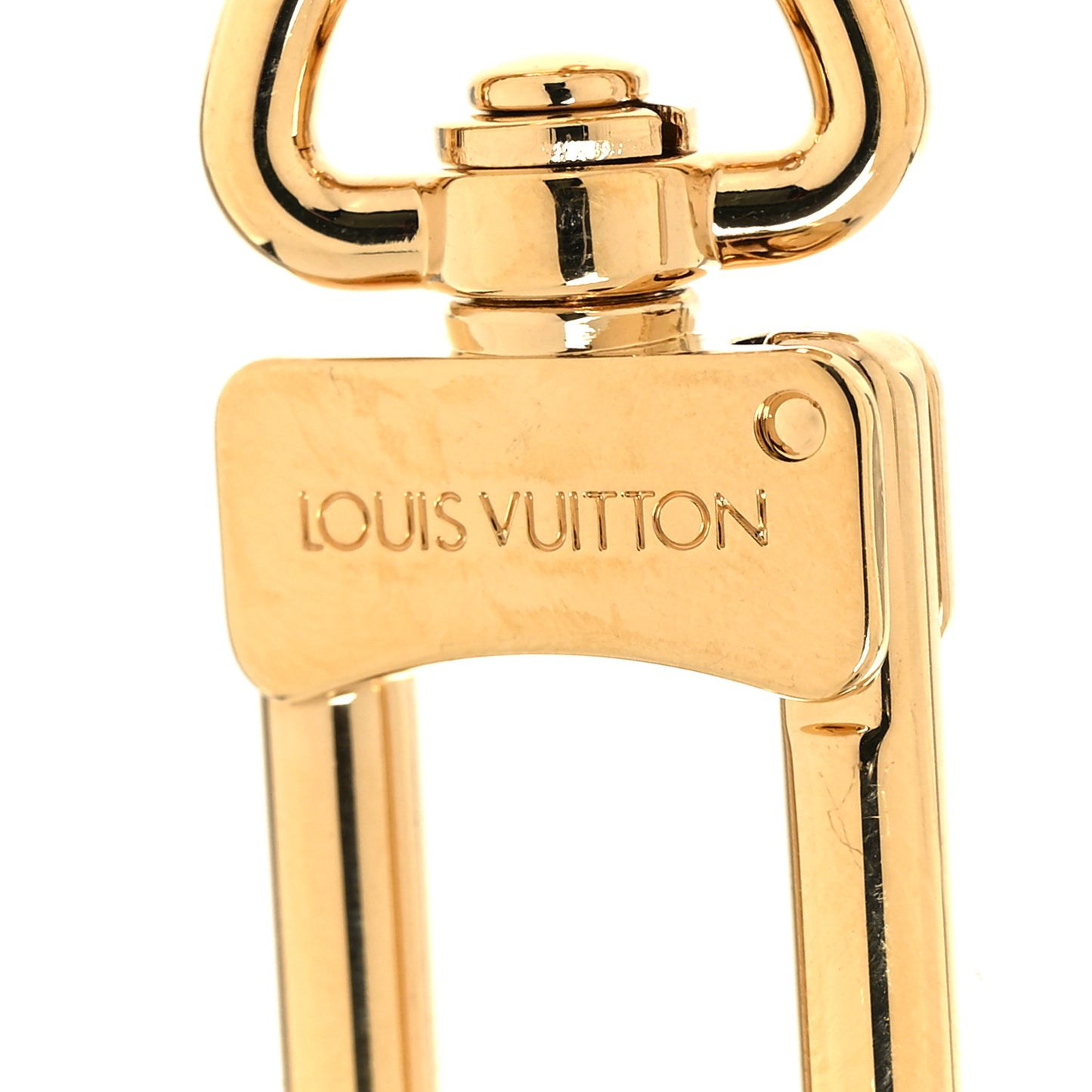 Brass Enamel Fleur De Monogram Bag Charm Chain Gold