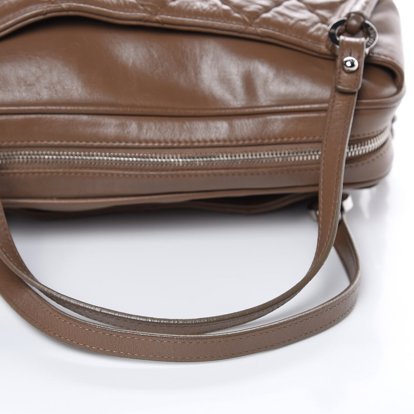 Iridescent Calfskin Quilted Relax CC Camera Case Brown