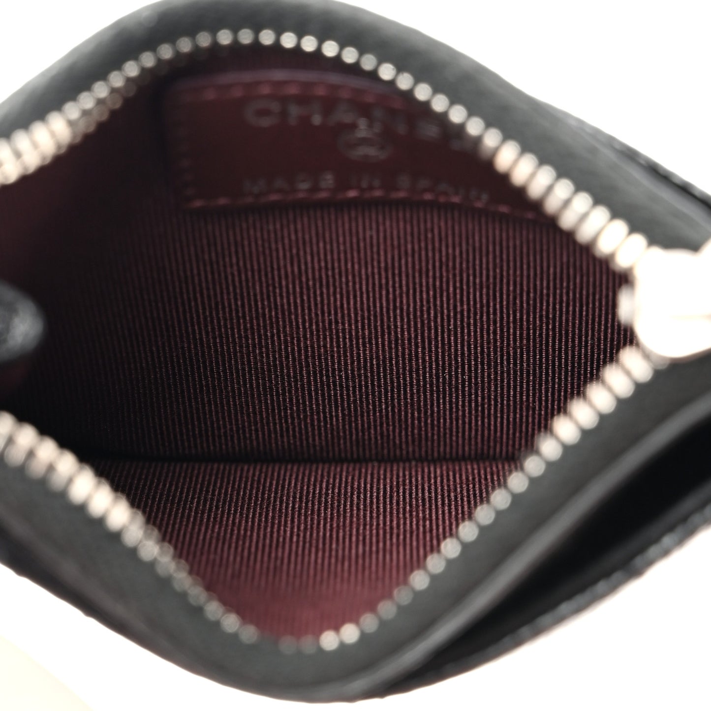Caviar Quilted CC Zip Card Holder Black