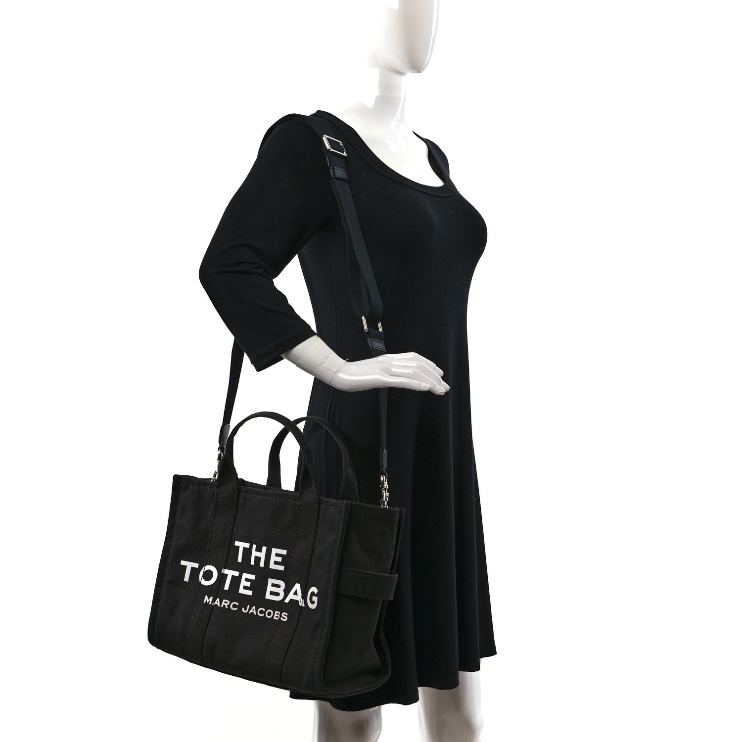 Marc Jacobs Cotton Canvas Small The Traveler Tote Bag Black 2 of 8