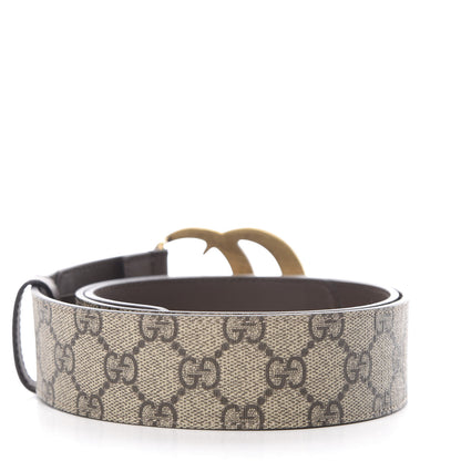 Gucci GG Supreme Monogram Matte Plutone Calfskin Double G 40mm Belt 90 36 Beige Ebony New Acero 2 of 5
