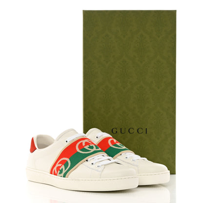 Gucci Calfskin Web Interlocking G Mens Ace Sneakers 8 White 9 of 9