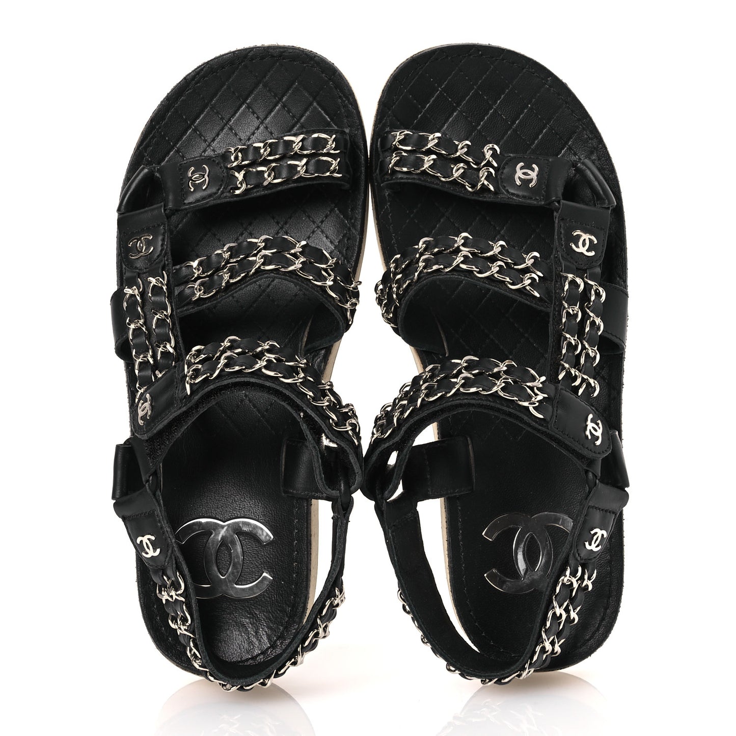 Lambskin Chain Sandals 35 Black
