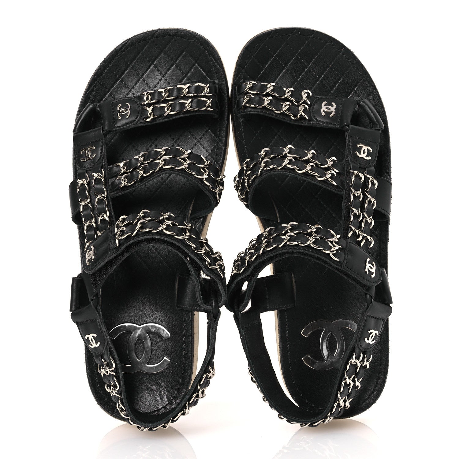 Chanel Lambskin Chain Sandals 35 Black 2 of 15