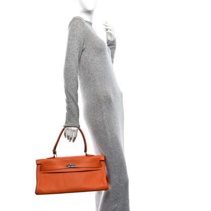 Hermes Taurillon Clemence Shoulder Kelly 42 Orange Orange 2 of 11