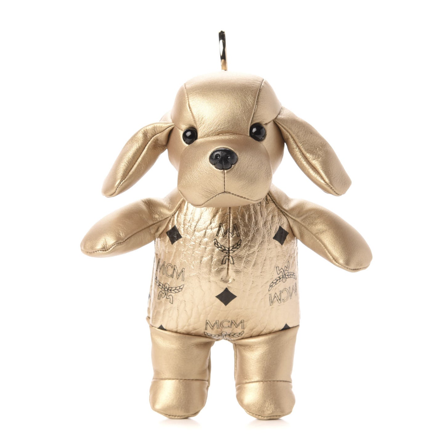 Metallic Visetos Zoo Dog Drawstring Bucket Bag Gold