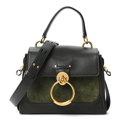 Chloe Calfskin Suede Mini Tess Day Bag Black Olive 1 of 10
