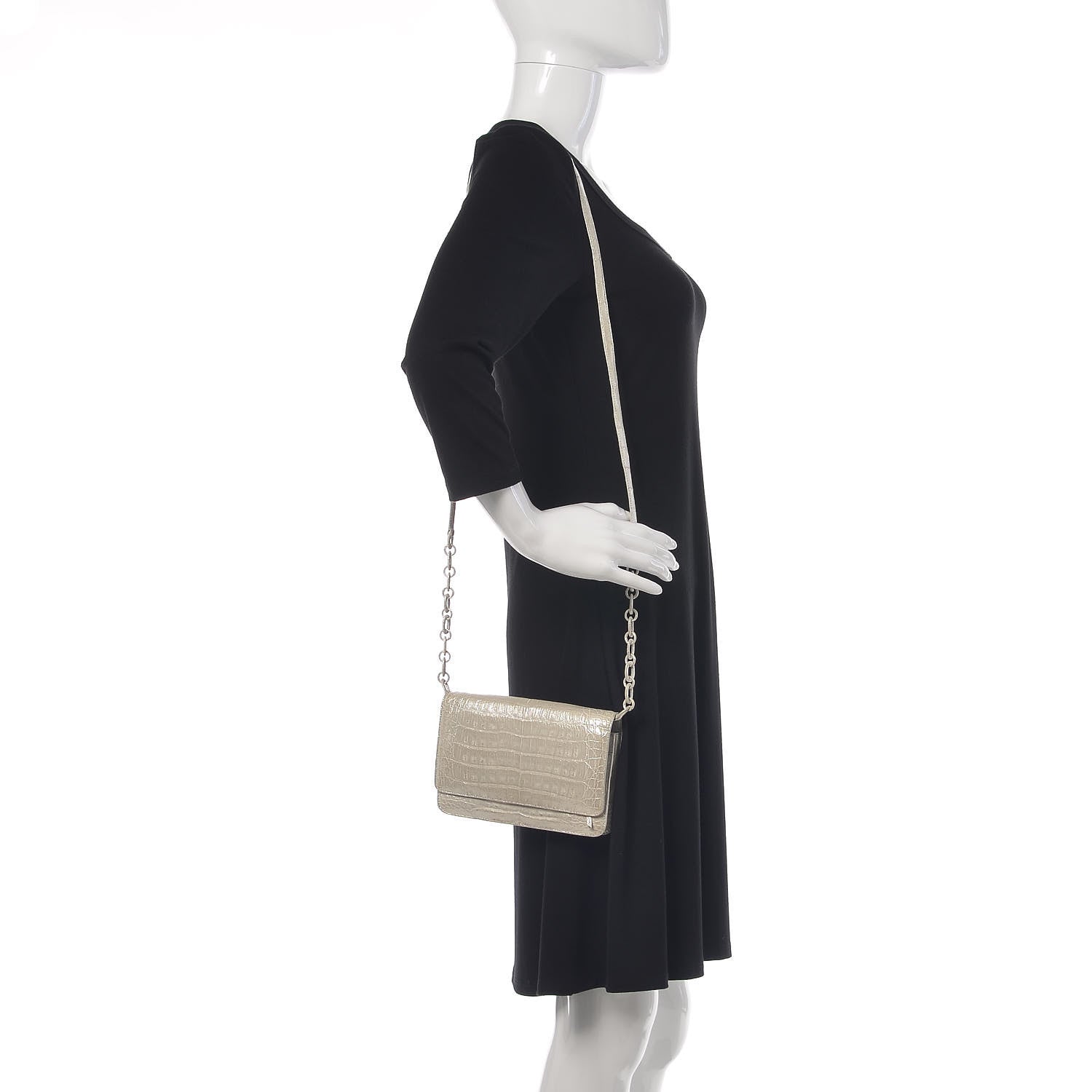 Nancy Gonzalez Crocodile Wallet On Chain White 2 of 9