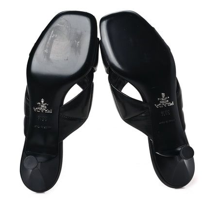 Prada Nappa Logo Quilted Crisscross 55mm Slide Sandals 35.5 Black 5 of 8