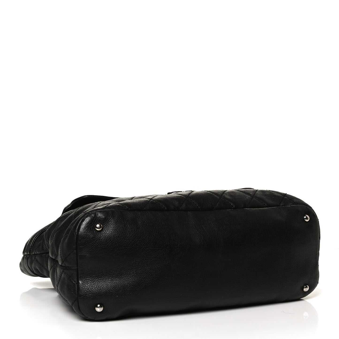 Calfskin Large Front Flap Tote Black