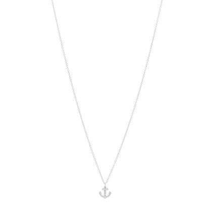 Tiffany 18K White Gold Diamond Mini Metro Anchor Pendant Necklace 1 of 4
