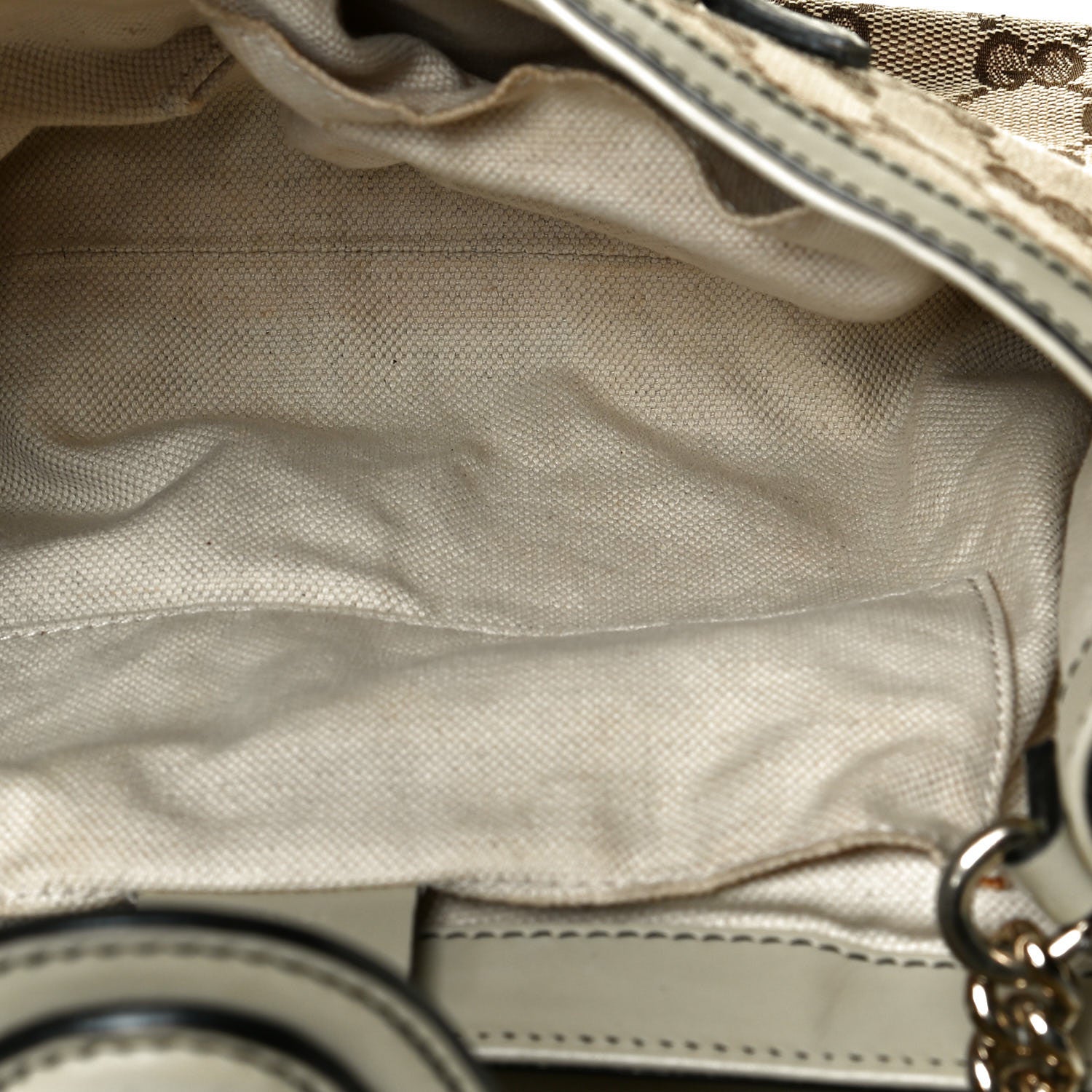 Gucci Monogram Margaux Calfskin Medium Emily Chain Shoulder Bag Beige Ebony Mystic White 8 of 9