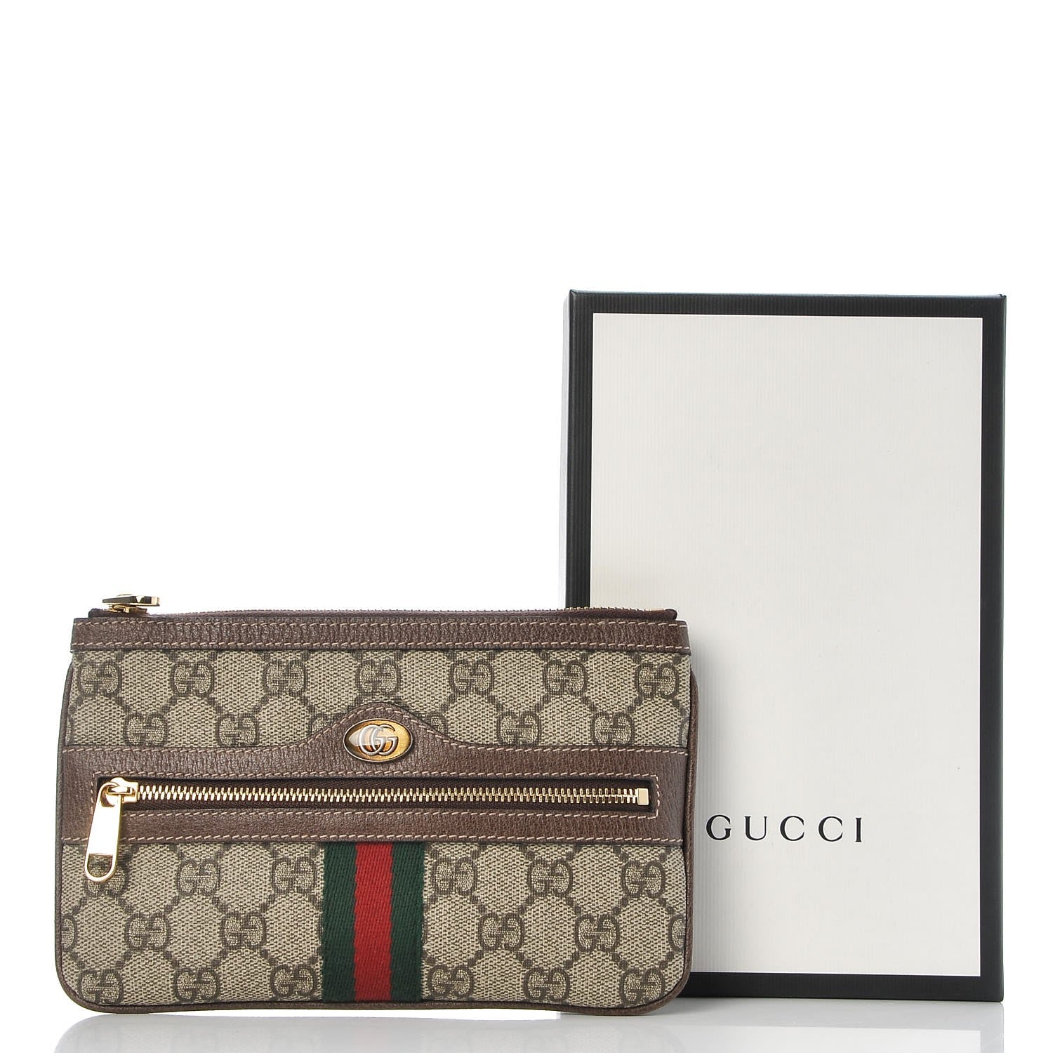 Gucci GG Supreme Monogram Web Small Ophidia Pouch Clutch Beige New Acero 8 of 8
