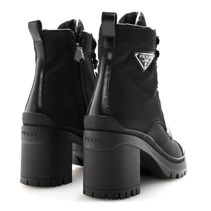 Prada Spazzolato Re-Nylon Metal Triangle Logo Lace Up 85mm Ankle Boots 36 Black 5 of 9