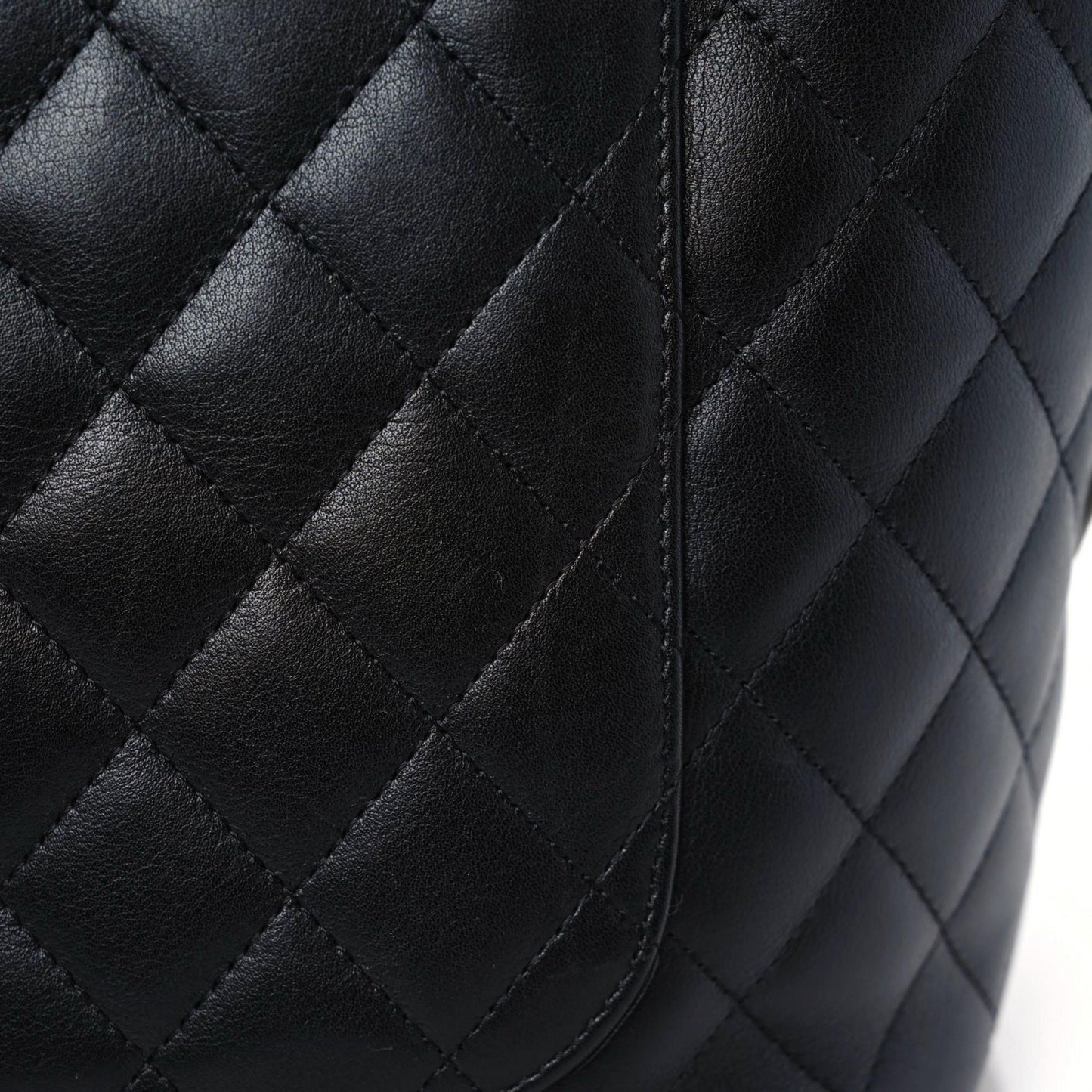 Calfskin Quilted Large Cambon Tote Black White