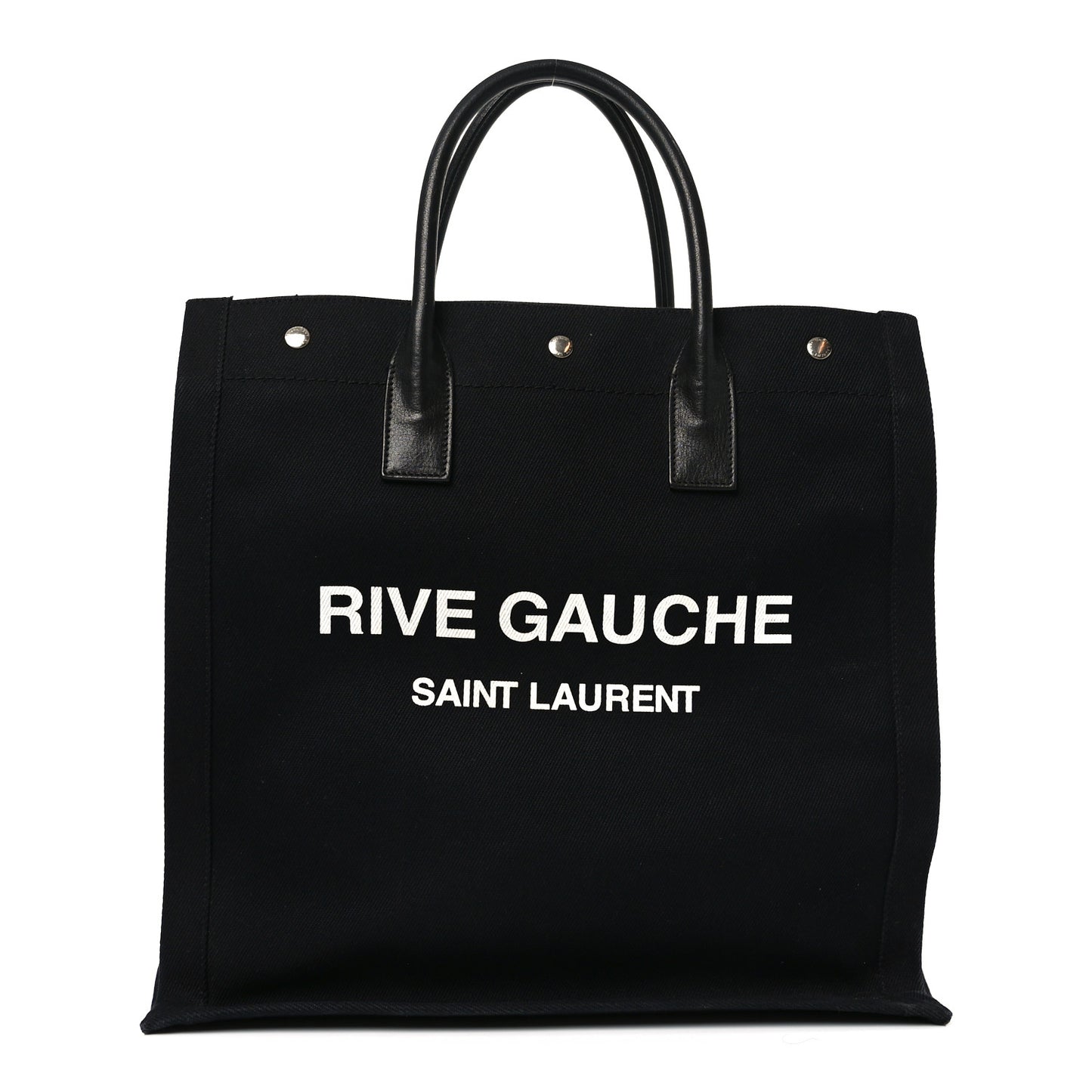 Linen Calfskin Rive Gauche North South Tote Black