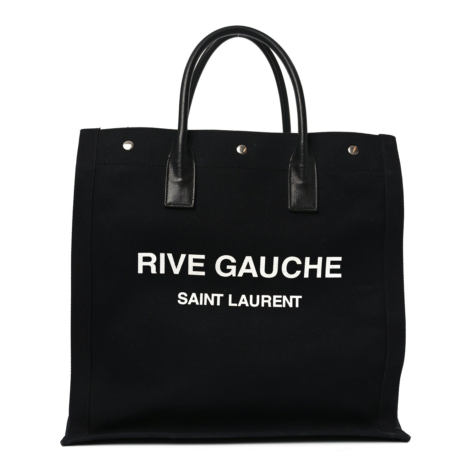 Saint Laurent Linen Calfskin Rive Gauche North South Tote Black 1 of 11