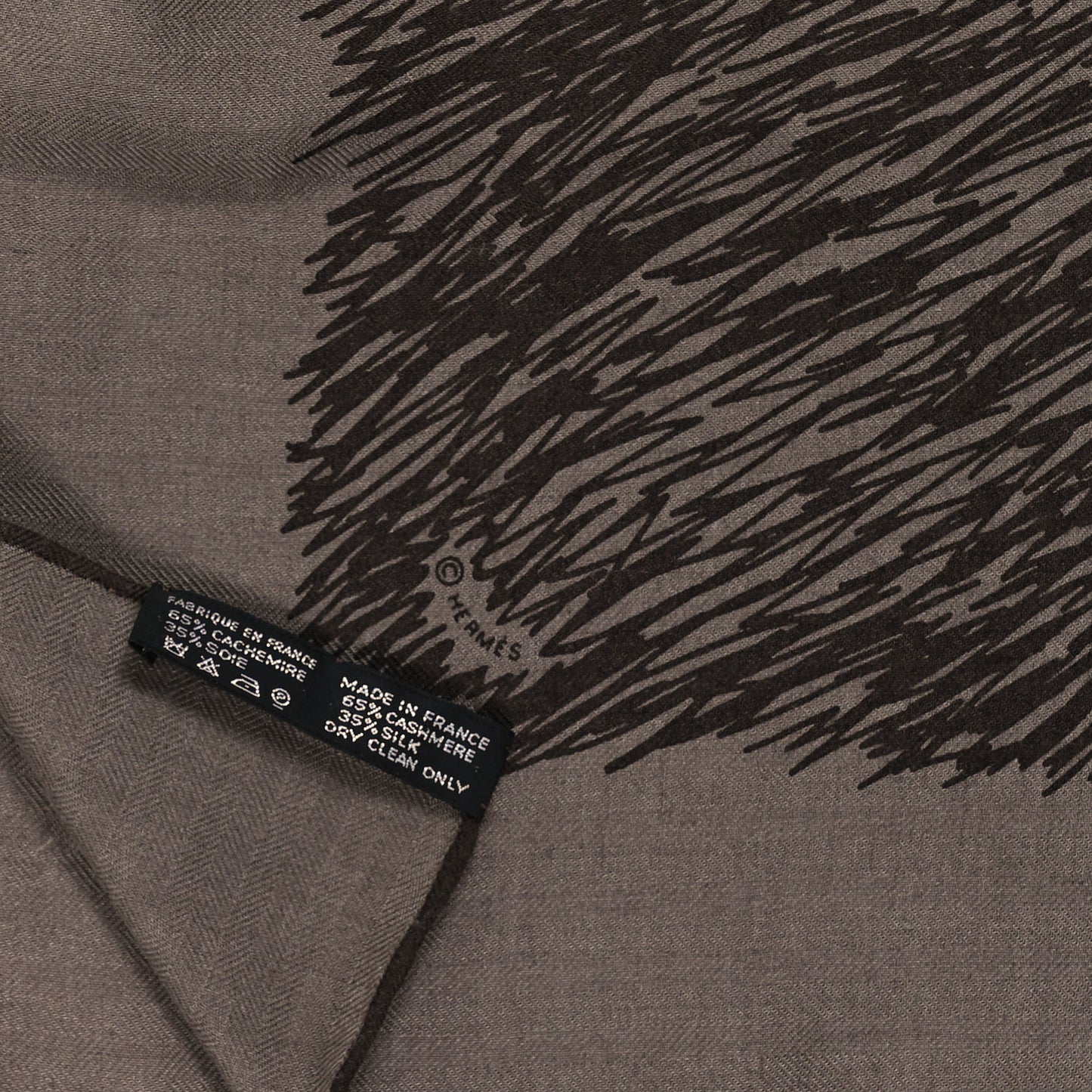 Cashmere Silk Touchez-Moi Shawl 140 Black Beige