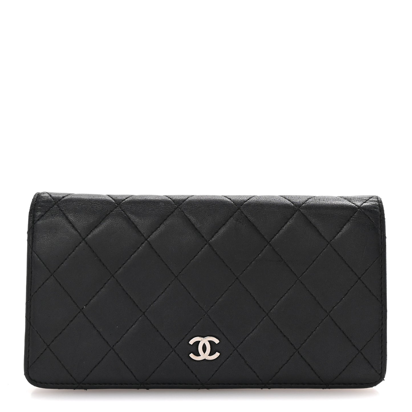 Lambskin Quilted Yen Wallet Black