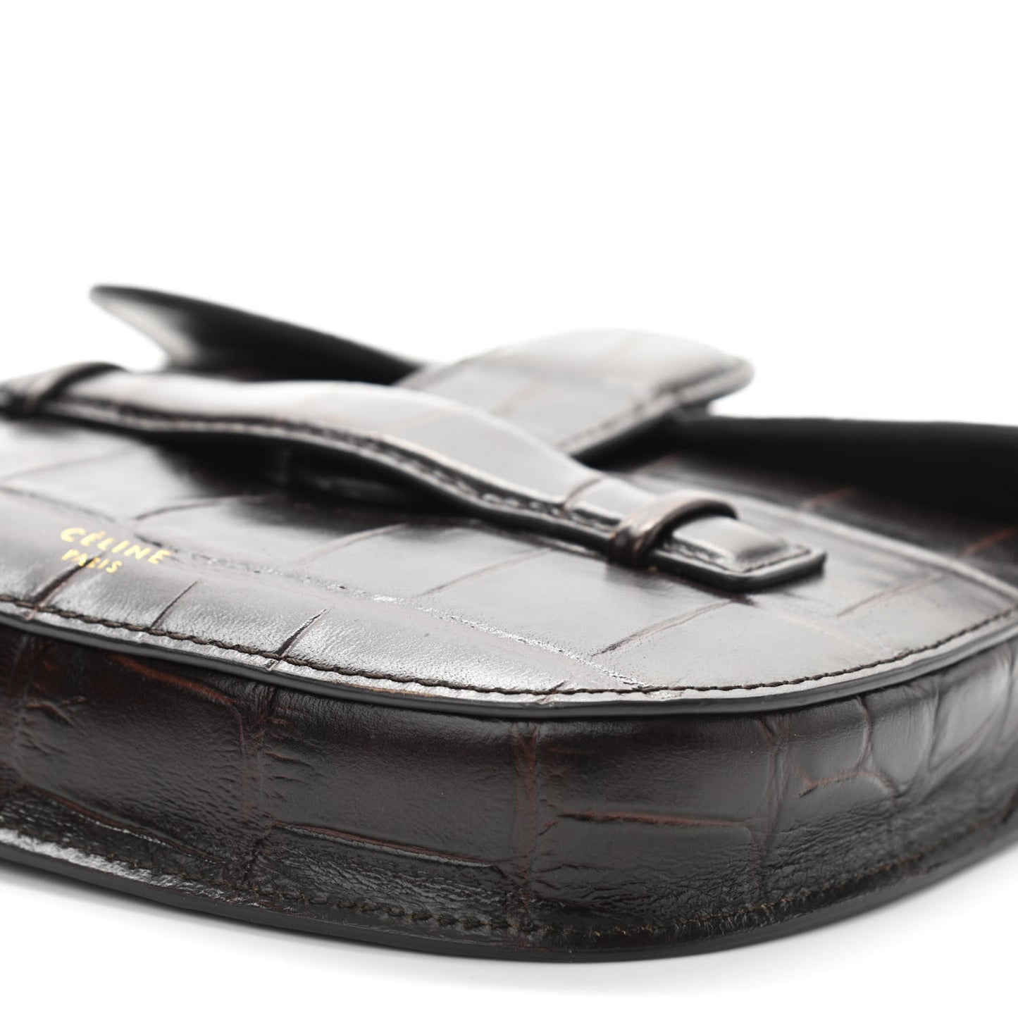 Crocodile Embossed Calfskin Mini Symmetrical Bag Brown