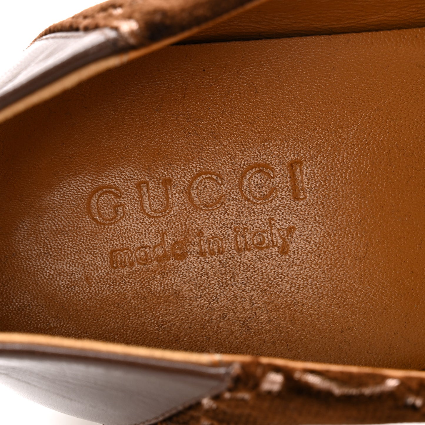 Velvet GG Monogram Goatskin Mens Horsebit Loafers 8.5 Brown Vintage Cocoa
